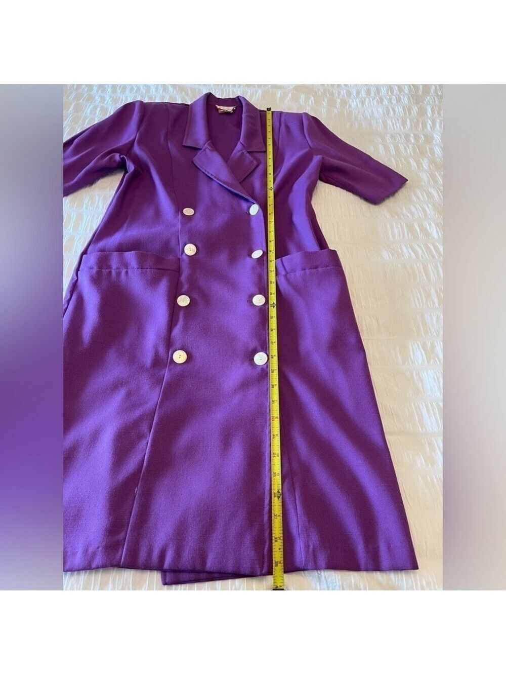 V.I.PETITES Vintage Double Breasted Purple Midi Dress Retro 80's 90's Canada - Picture 16 of 16